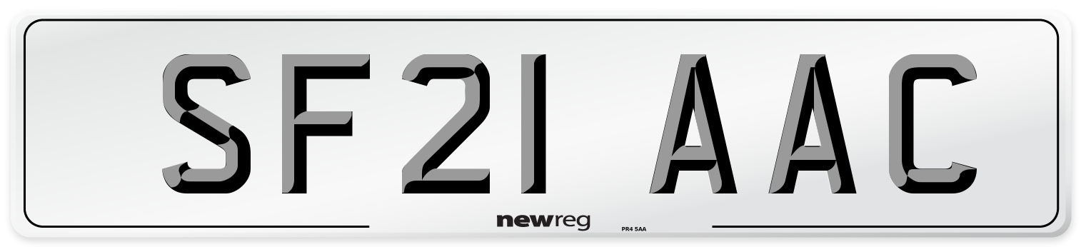 SF21 AAC Number Plate from New Reg